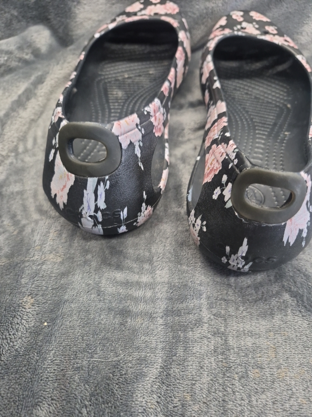 Crocs Kadee Shoes Womens Size 10 Black Floral Print Slip On Laura Ballerina Flat - Picture 5 of 11
